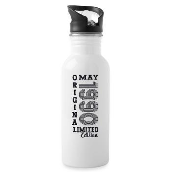 33rd Birthday Man One Original May Vintage 1990 - Water bottle with straw - white - Right