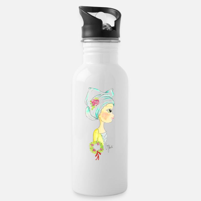 MAGD - Trinkflasche mit integriertem Trinkhalm - Weiß