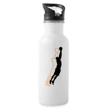 basketballer silhouette 2 - Trinkflasche mit integriertem Trinkhalm - Weiß - Rechts