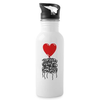 Things are complicated. Valentine's day. I love... - Water bottle with straw - white - Right