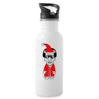 Party Santa Claus Cool Christmas Winter Music - Water bottle with straw - white - Right