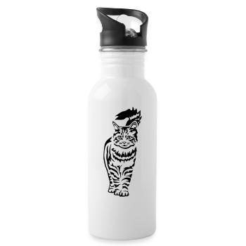 Hauskatze - Katze - Trinkflasche mit integriertem Trinkhalm - Weiß - Rechts