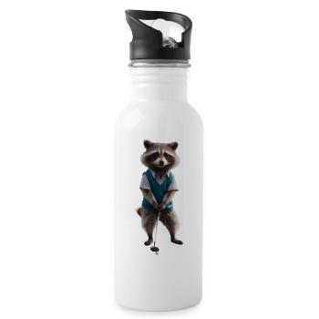 Sport-Waschbär - Trinkflasche mit integriertem Trinkhalm - Weiß - Rechts