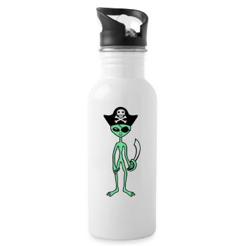 Alien Pirate Capitaine Casquette Drôle Alien - Gourde avec paille intégrée - blanc - Droite