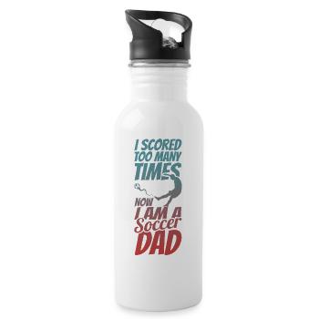 Fußball Papa - Trinkflasche mit integriertem Trinkhalm - Weiß - Rechts