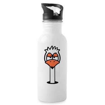 Bird Ground Hole Annoyed Tired Angry Frustrated - Water bottle with straw - white - Right