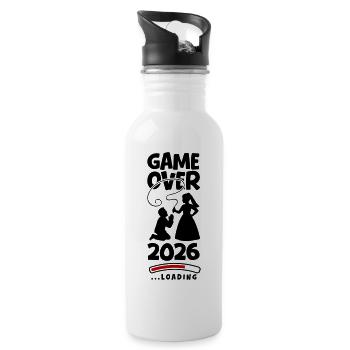 Hochzeit Game Over 2026 - Trinkflasche mit integriertem Trinkhalm - Weiß - Rechts