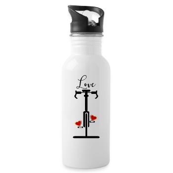 Love Cycling Heart - Water bottle with straw - white - Right