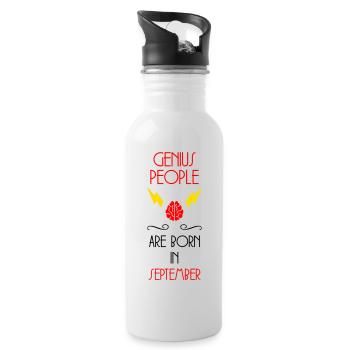 Les Génies sont nés en Septembre Humour - Gourde avec paille intégrée - blanc - Droite