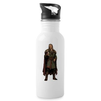 Guerrier viking avec calice et fourrure - Gourde avec paille intégrée - blanc - Droite