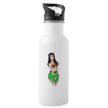 Hawaiian Girl Fantasy Erotic Vacation Beach sex - Water bottle with straw - white - Right