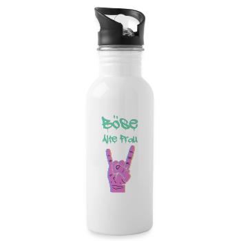 böse alte frau Spruch Geschenk - Trinkflasche mit integriertem Trinkhalm - Weiß - Rechts