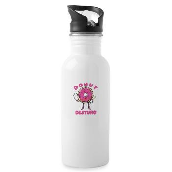 Funny Donut Disturb - Candy And Sweets Lover - - Trinkflasche mit integriertem Trinkhalm - Weiß - Rechts