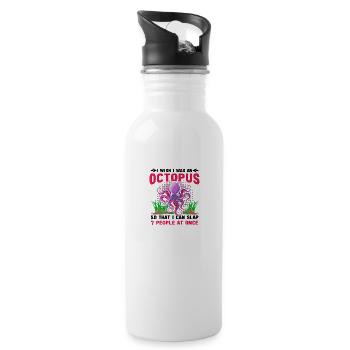 Octopus Octopus Sea Tentacle Octopus Octopus Octopus - Water bottle with straw - white - Right