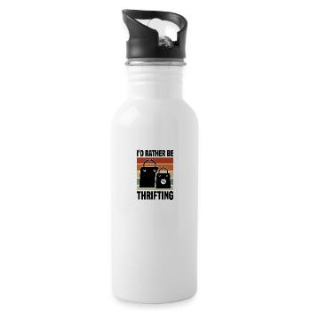 Secondhandladen Secondhand Öko Hipster Gebraucht - Trinkflasche mit integriertem Trinkhalm - Weiß - Rechts
