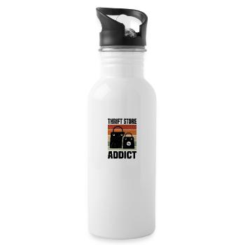Secondhandladen Secondhand Öko Hipster Gebraucht - Trinkflasche mit integriertem Trinkhalm - Weiß - Rechts