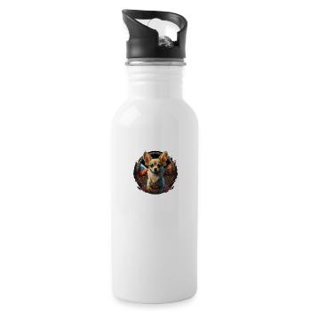 Chihuahua | Ukraine Peace & Love Flag Help Dog - Water bottle with straw - white - Right