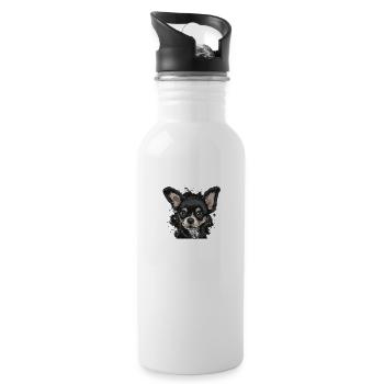 Chihuahua Maus | Lustiges Comic Motiv Film Hund - Trinkflasche mit integriertem Trinkhalm - Weiß - Rechts