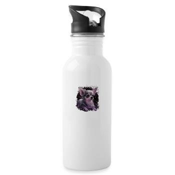 Chihuahua Puppy | Pretty Pink Dog Girly Mom Women - Water bottle with straw - white - Right
