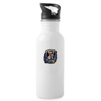 Chihuahua | Polizei Polizist Polizistin Hut - Trinkflasche mit integriertem Trinkhalm - Weiß - Rechts