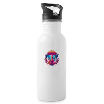 Fantasy Mushroom | Forest | Nature | Goa Festival - Water bottle with straw - white - Right