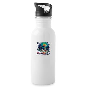 Mushroom | Fantasy Pilze Wald Natur Goa Festival - Trinkflasche mit integriertem Trinkhalm - Weiß - Rechts