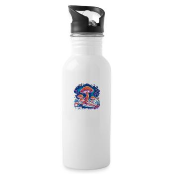 Mushroom | Fantasy Pilze Wald Natur Goa Festival - Trinkflasche mit integriertem Trinkhalm - Weiß - Rechts