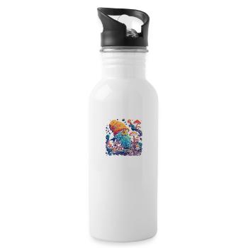 Mushroom | Fantasy Pilze Wald Natur Goa Festival - Trinkflasche mit integriertem Trinkhalm - Weiß - Rechts