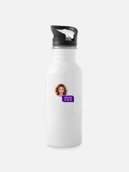 WMN PWR - Female Face - 06 - Water bottle with straw - white