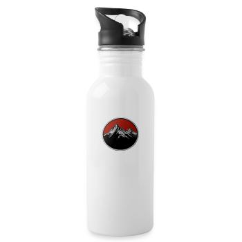 Schweizer Berge - Trinkflasche mit integriertem Trinkhalm - Weiß - Rechts