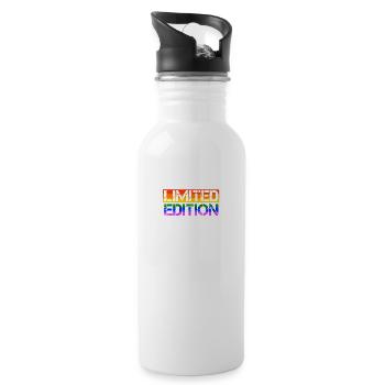 LGBT Limited Edition Gay Pride CSD Rainbow - Water bottle with straw - white - Right