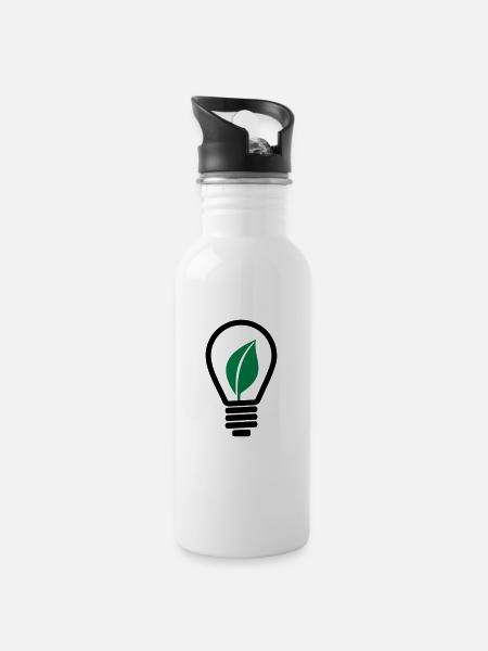 Glühbirne - Trinkflasche mit integriertem Trinkhalm - Weiß