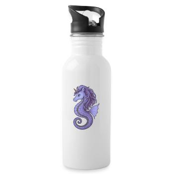 Hippocampe Licorne Violet Violet - Gourde avec paille intégrée - blanc - Droite