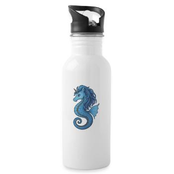 Seepferdchen-Einhornblauer Ozean - Trinkflasche mit integriertem Trinkhalm - Weiß - Rechts