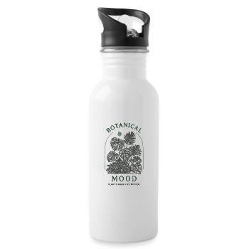 Minimalist Monstera Plant Arch Graphic Design - Water bottle with straw - white - Right