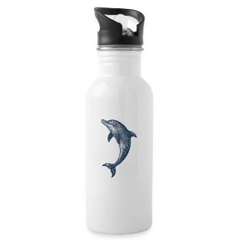 Vintage Dolphin Illustration for Apparel - Water bottle with straw - white - Right