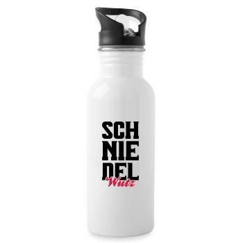 schniedelwutz penis lustig - Trinkflasche mit integriertem Trinkhalm - Weiß - Rechts