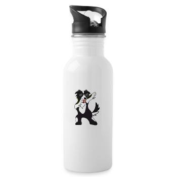 Border Collie Dabbing Dab Dance Gift - Water bottle with straw - white - Right