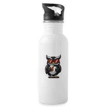 hibou après-ski bière bande dessinée - Gourde avec paille intégrée - blanc - Droite
