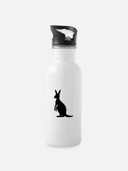 Känguru - Trinkflasche mit integriertem Trinkhalm - Weiß