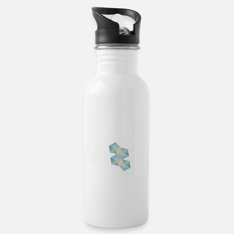 Geometrisch - Trinkflasche mit integriertem Trinkhalm - Weiß