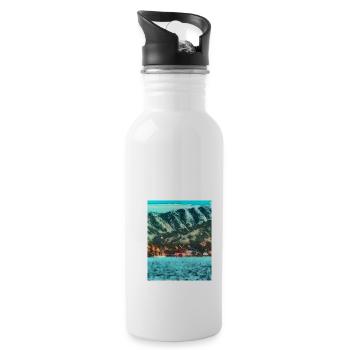 Red Gate of Peace, Ashinoko Lake, Japan - Water bottle with straw - white - Right