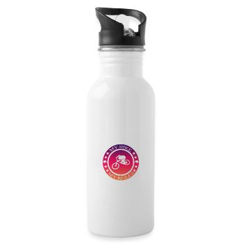 Biker Downhill Geschenk - Trinkflasche mit integriertem Trinkhalm - Weiß - Rechts
