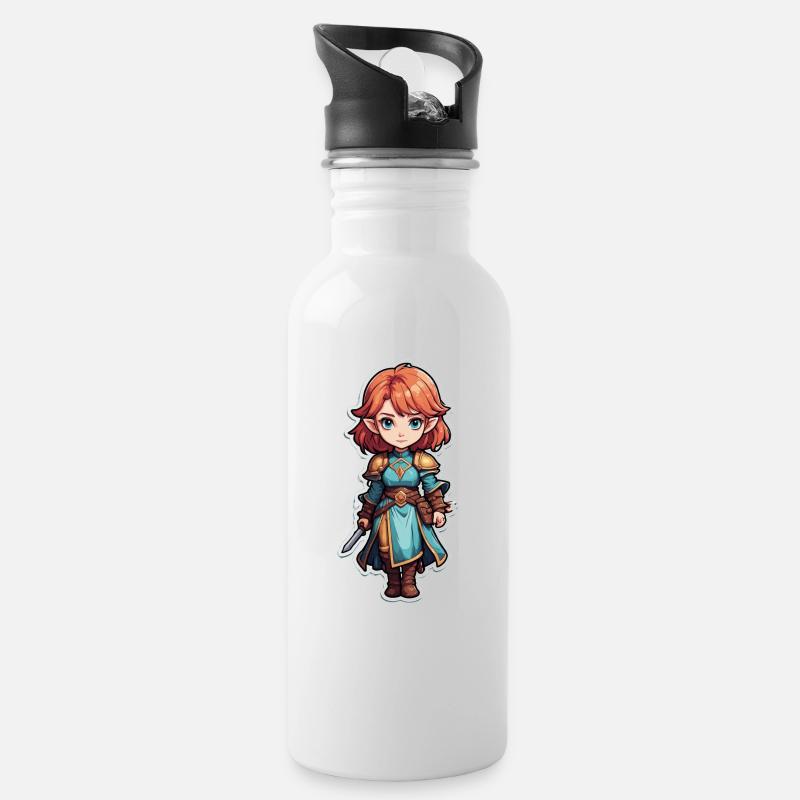 Dungeons & Dragon Female Warrior - Trinkflasche mit integriertem Trinkhalm - Weiß