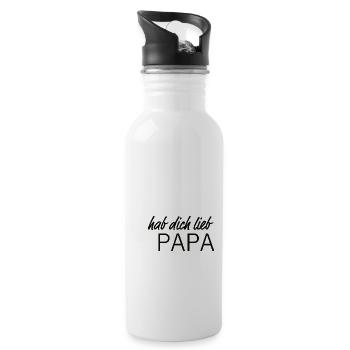 Hab dich lieb PAPA - Trinkflasche mit integriertem Trinkhalm - Weiß - Rechts