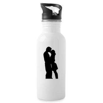 Couple amoureux baiser 17 - Gourde avec paille intégrée - blanc - Droite