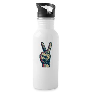 Peace hand - Water bottle with straw - white - Right