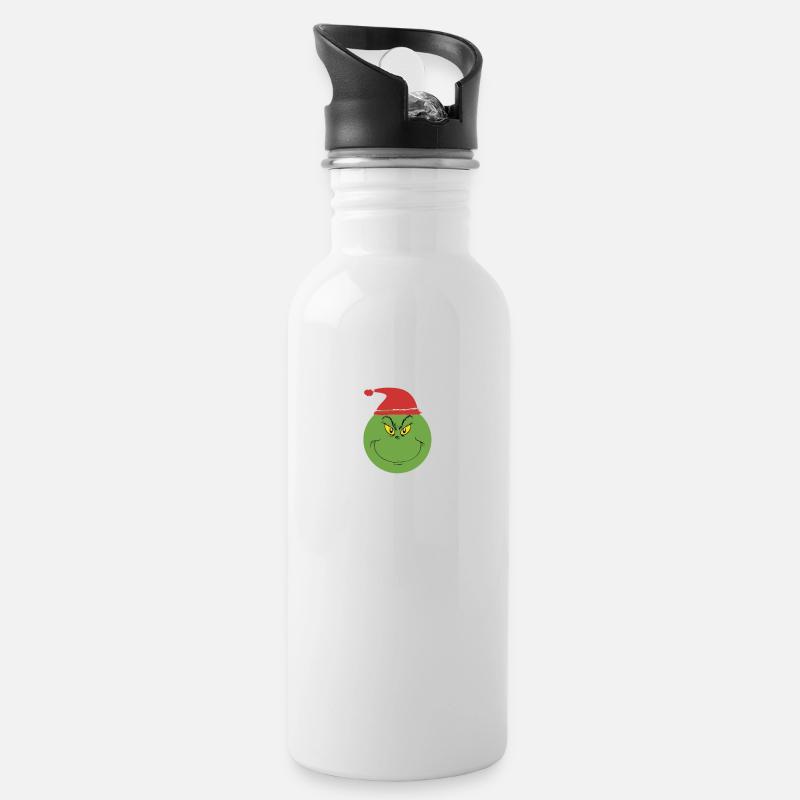 Grinschi pinschi - Trinkflasche mit integriertem Trinkhalm - Weiß