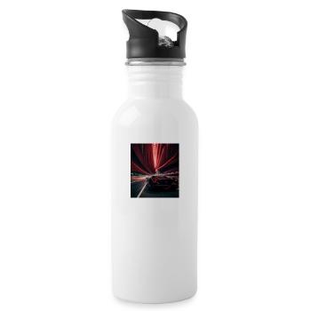 Rotes Sportauto - Trinkflasche mit integriertem Trinkhalm - Weiß - Rechts