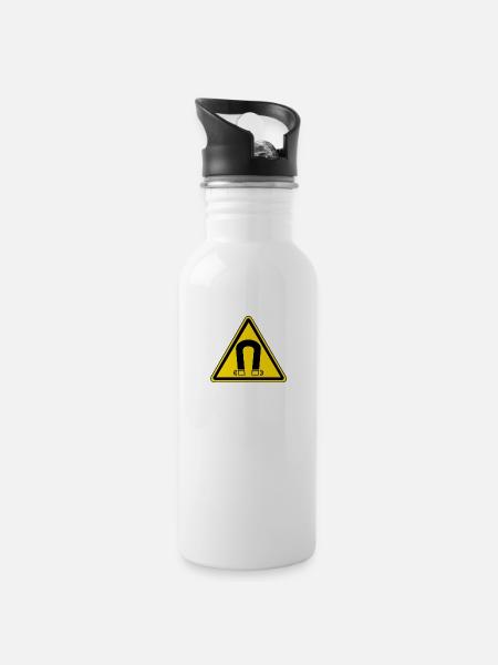 Magnetic - Water bottle with straw - white
